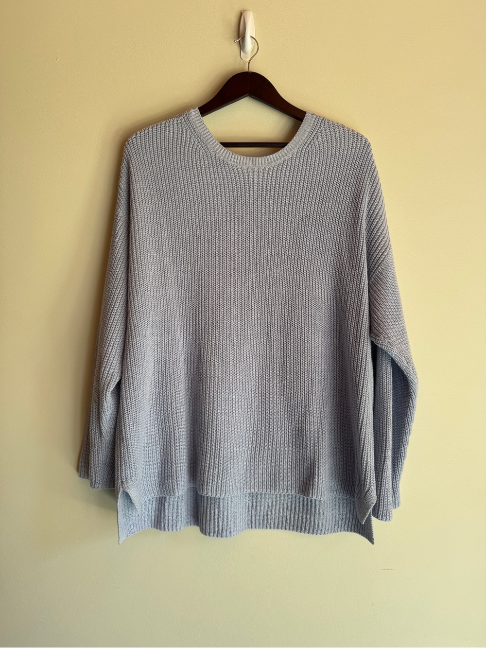 Light Blue Women's Knit Sweater - Casual Crewneck